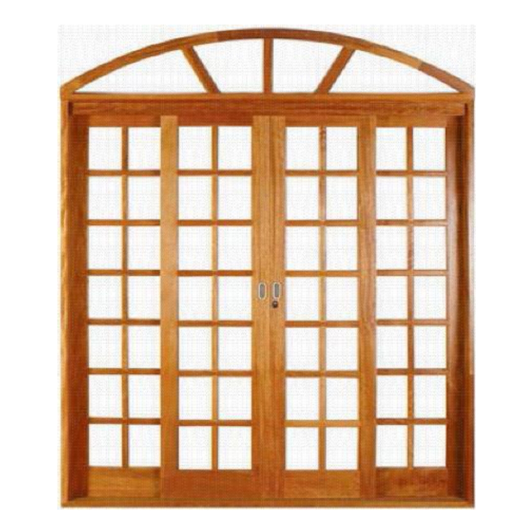 Porta de Correr Quadriculada 4 Folhas com Arco e Ferragem