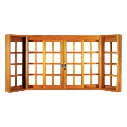 Vitrô Bay Window Quadriculado 6 Folhas com Ferragem