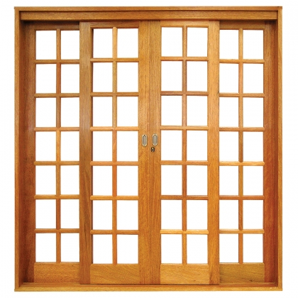 Porta de Correr Quadriculada 4 Folhas com Ferragem