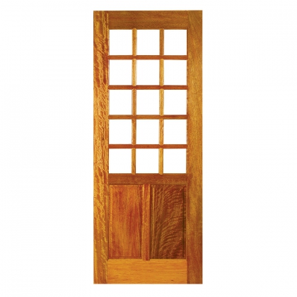 Folha de Porta Quadriculada 15 Vidros 2 Almofadas Reta