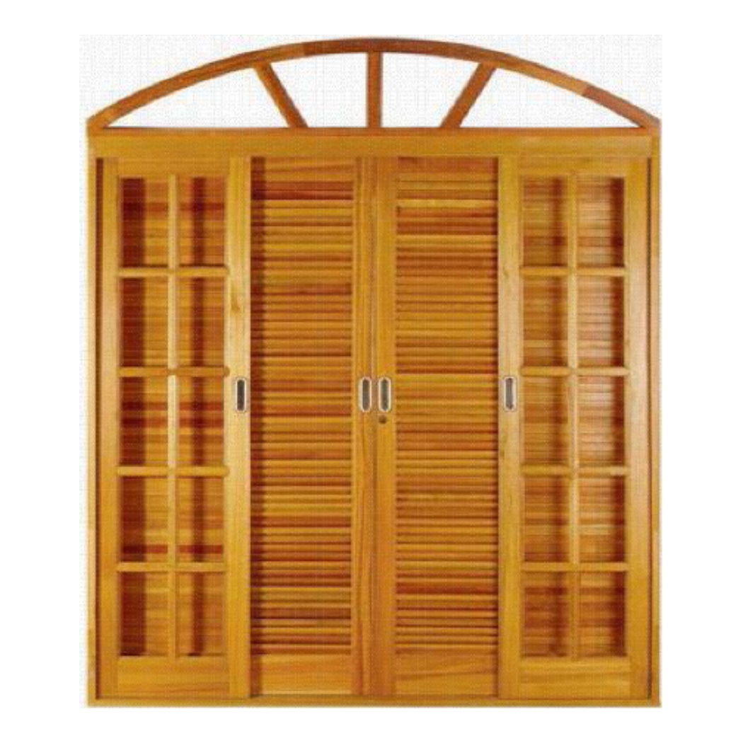 Porta de Correr Quadriculada Veneziana 6 Folhas com Arco e Ferragem
