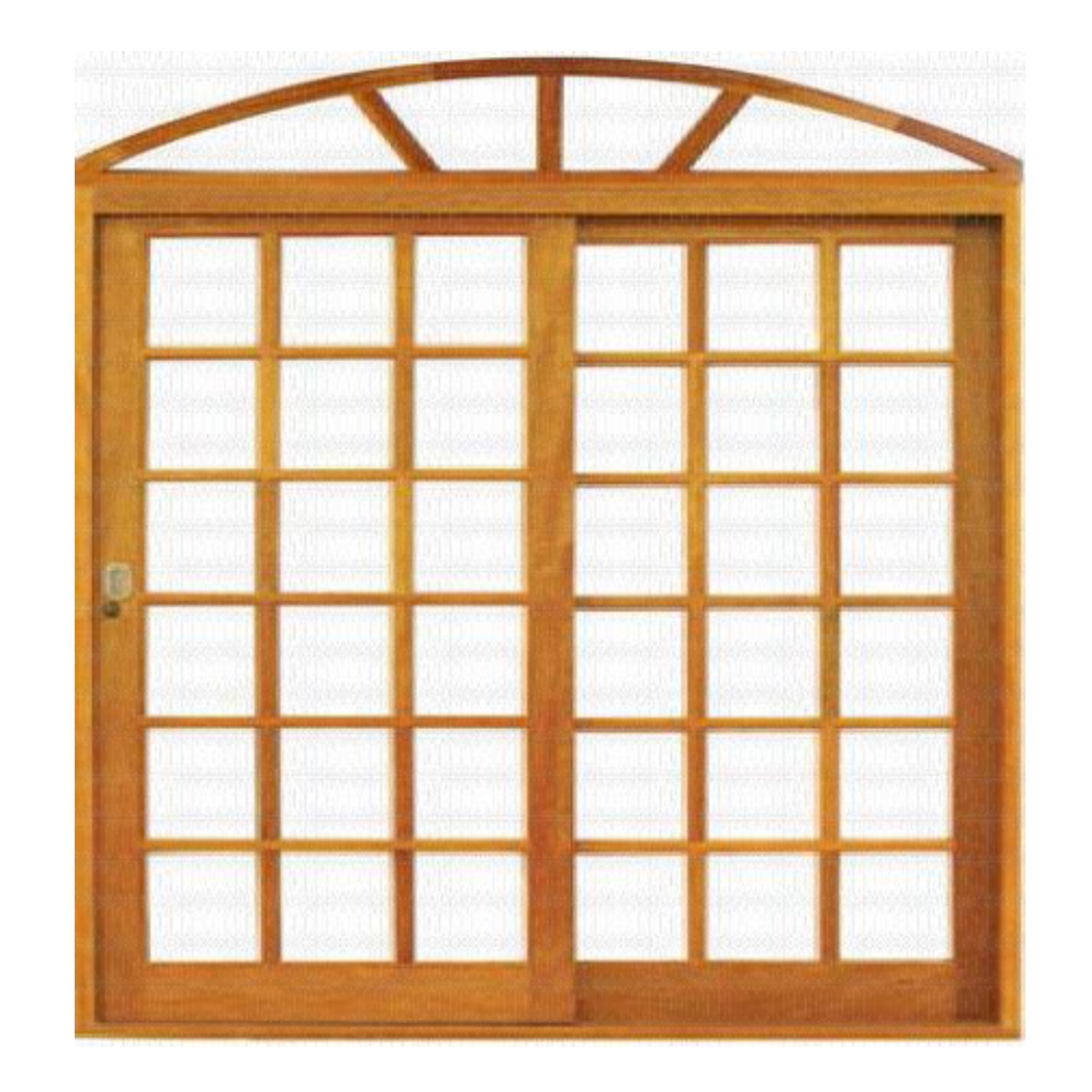 Porta de Correr Quadriculada 2 Folhas com Arco e Ferragem