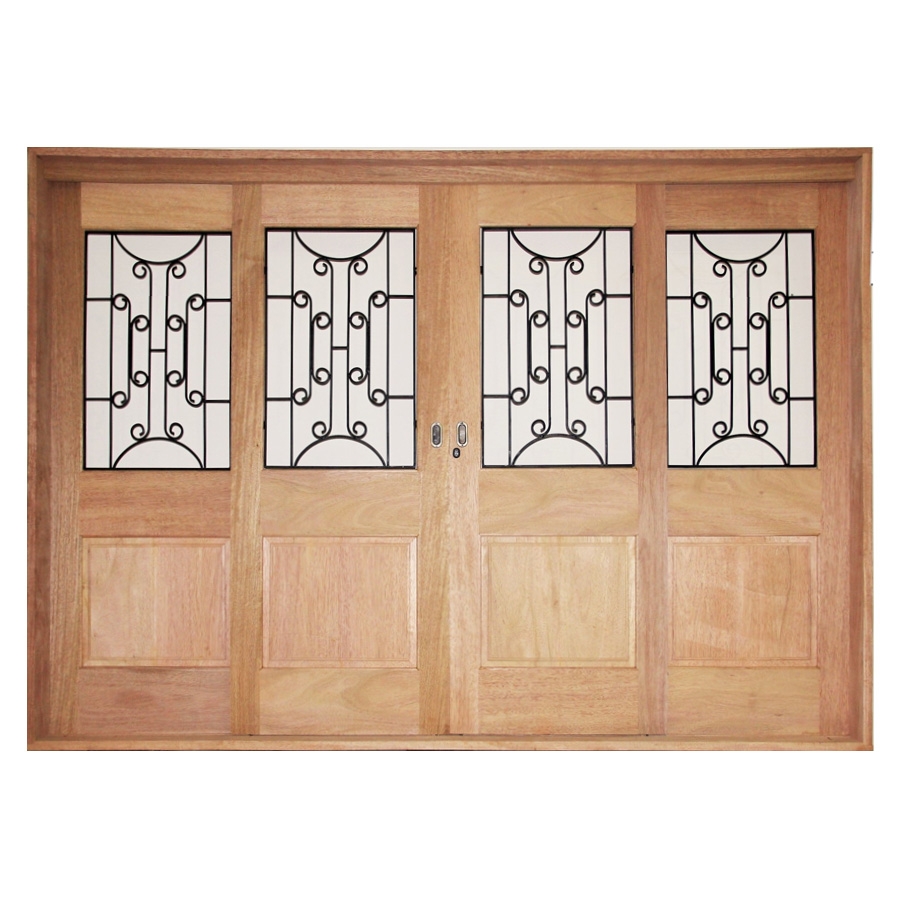 Porta de Correr Elegance 4 Folhas Almofada com Grade e Ferragem